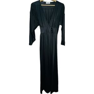 LILY OF FRANCE Rosa Puleo-Szüle Vintage Black Lace Wrap Nightgown Chemise Slip D